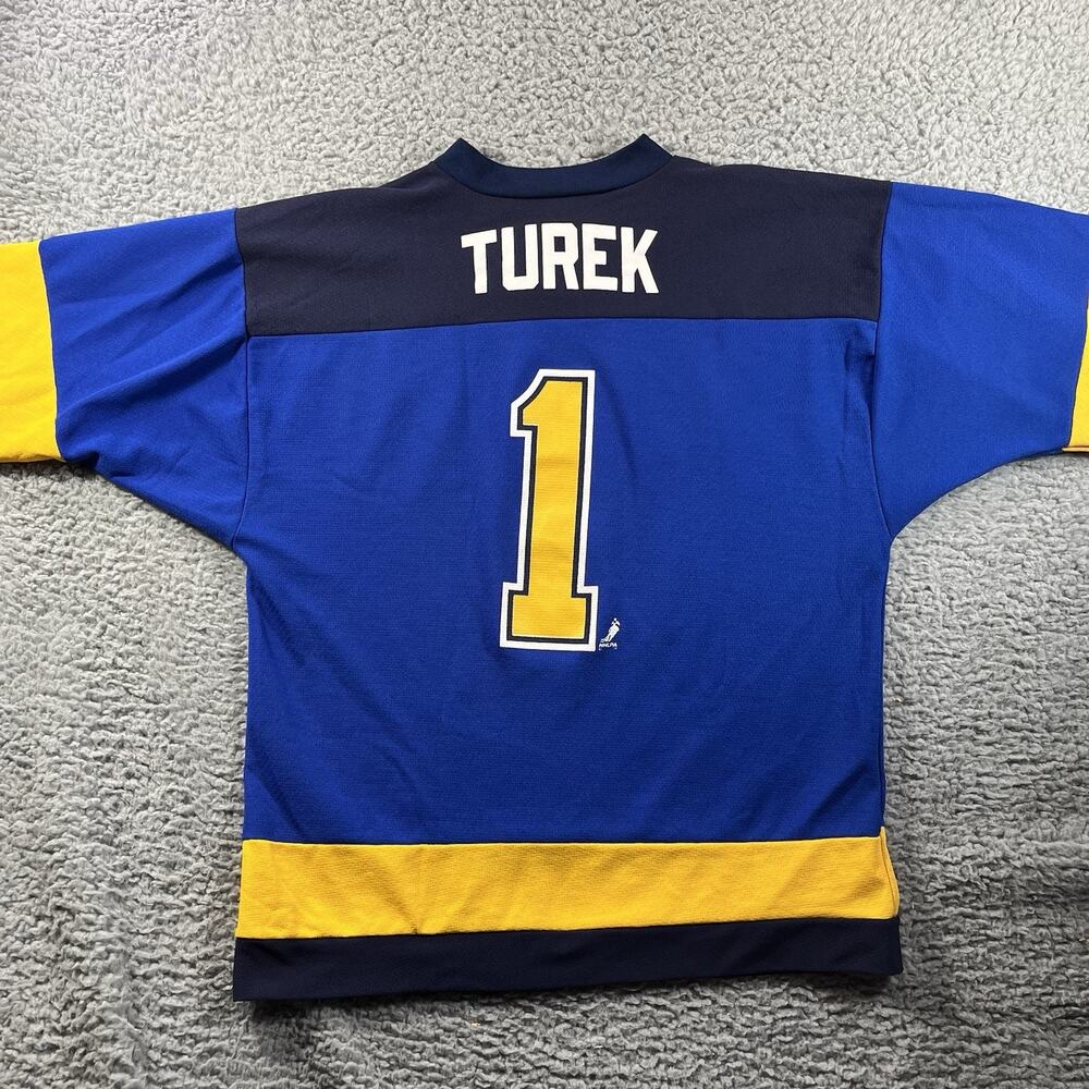 Vintage 90s St. Louis Blues Roman Turek #1 Hockey Jersey Logo Athletic Size M